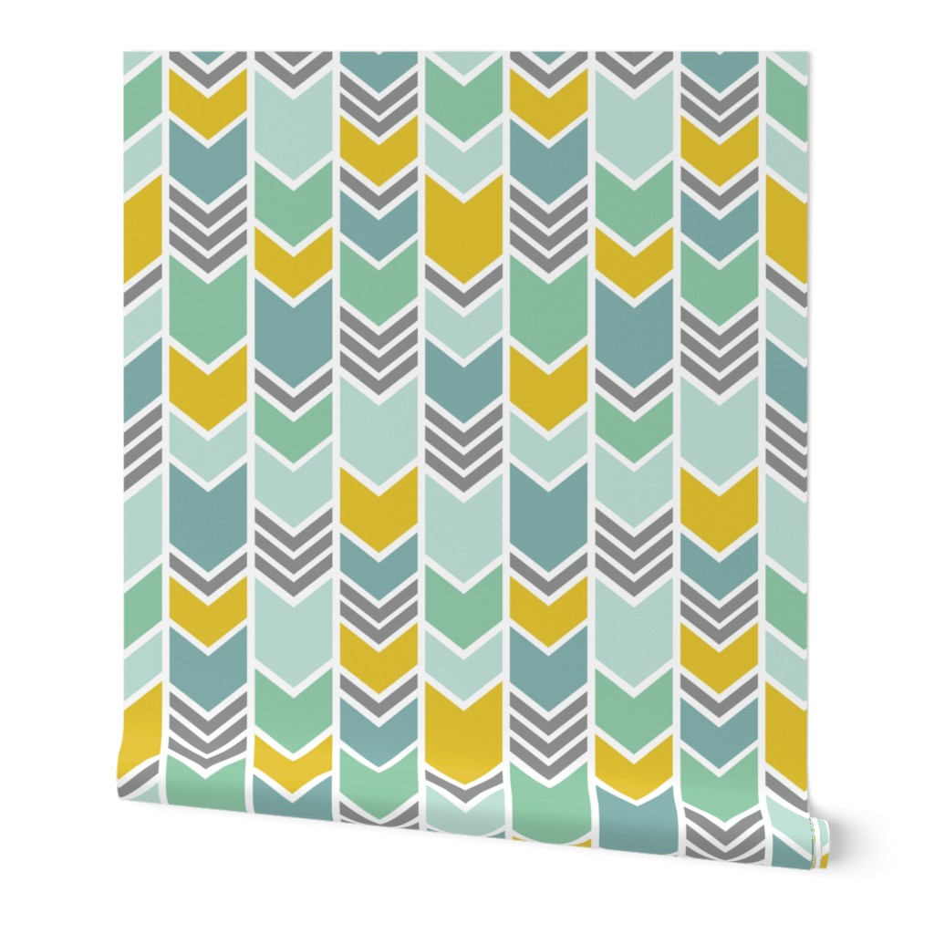 Mint & Gold Chevron