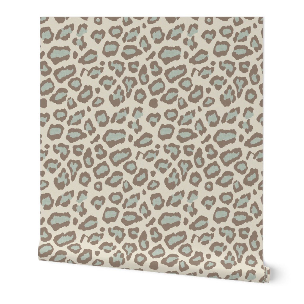 Etosha Leopard in Soft Aqua and Taupe