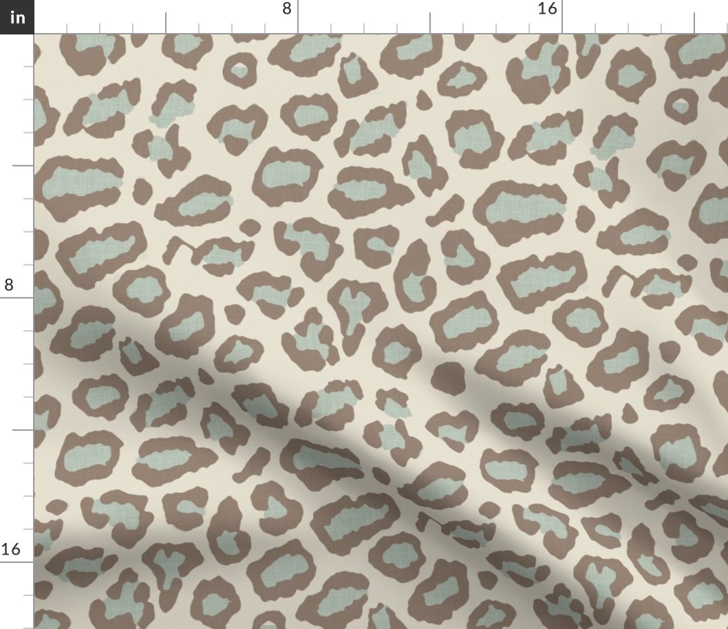 Etosha Leopard in Soft Aqua and Taupe