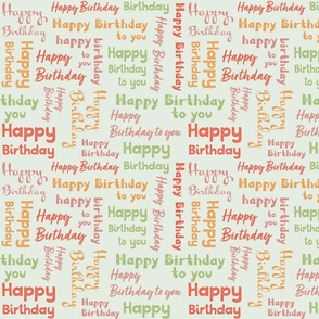 Happy Birthday Typography in Pink, Orange and Green © Jennifer Garrett
