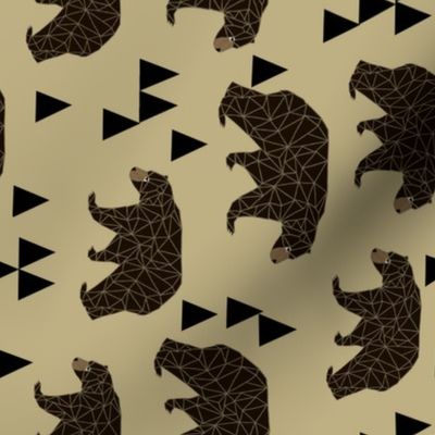 geometric bear // khaki railroad version of geo triangles bear in khaki