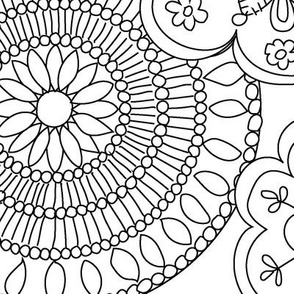 Hand Drawn Mandala Coloring Doodle Art