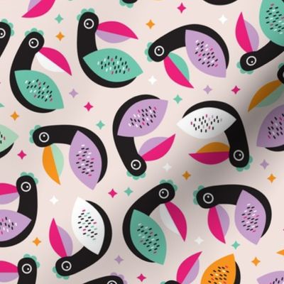 Tropical exotic birds abstract kids tucan illustration pattern