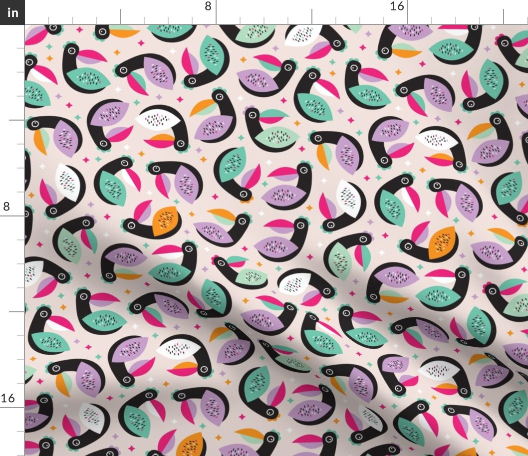 Tropical exotic birds abstract kids tucan illustration pattern