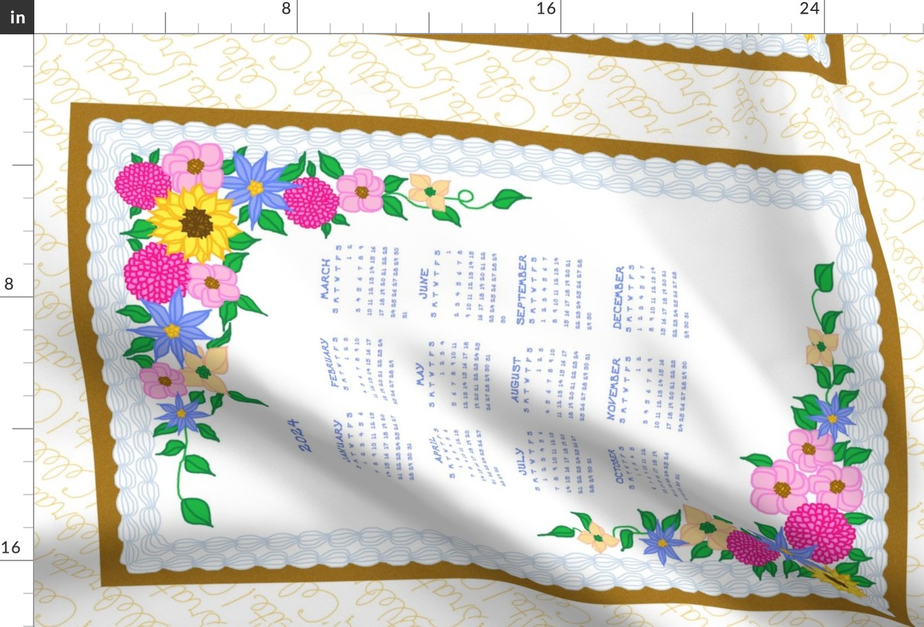 2024 Calendar cake tea towel