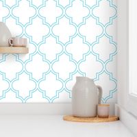 Moroccan Outline Quatrefoil in Aqua