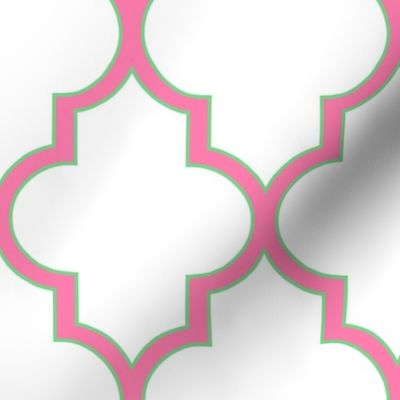 Pink and Lawn Outline Quatrefoil