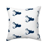 Rotated Navy Deer on White - Navy Deer Head