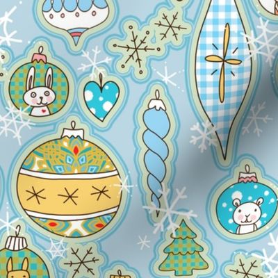 Animal christmas ornaments baby blue