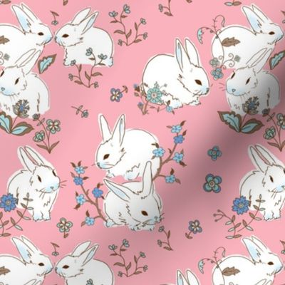 White bunnies with pink