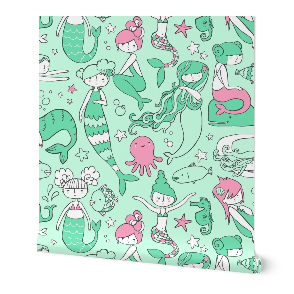 Watergirls (mint/pink) LARGE