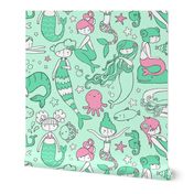 Watergirls (mint/pink) LARGE