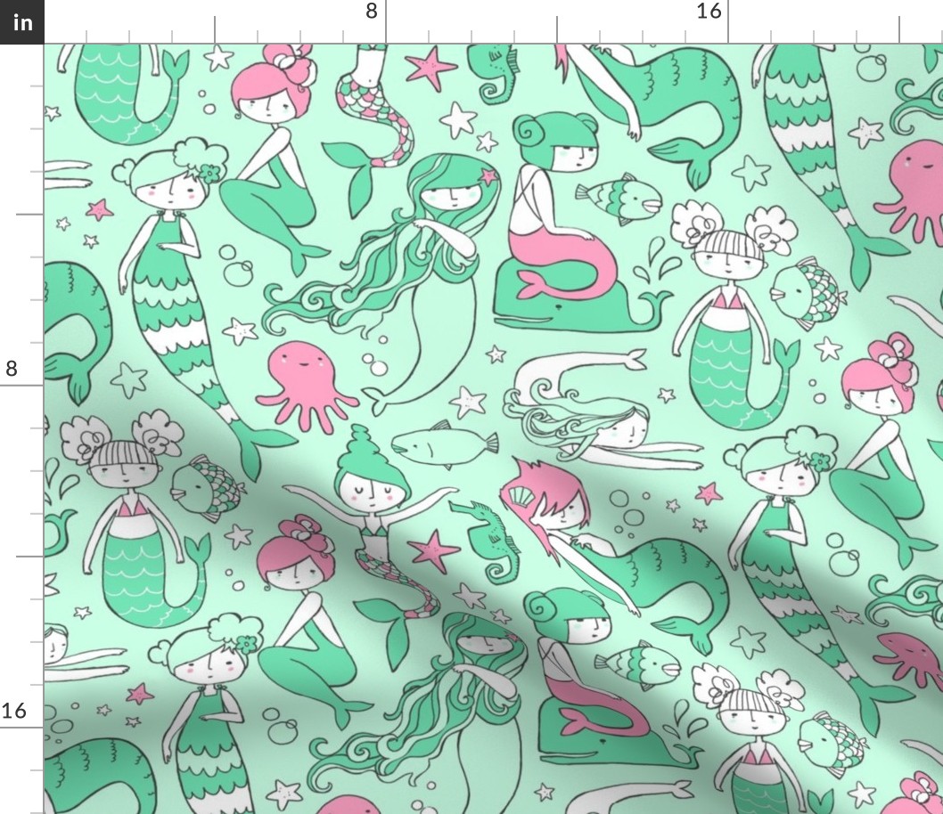 Watergirls (mint/pink) LARGE