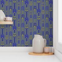 Blue + yellow woven house stripes by Su_G_©SuSchaefer