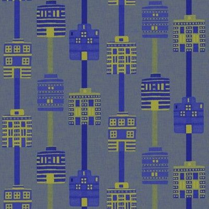 Blue + yellow woven house stripes by Su_G_©SuSchaefer