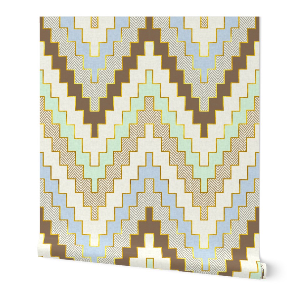 Luxe Chevron in Blue and Mint