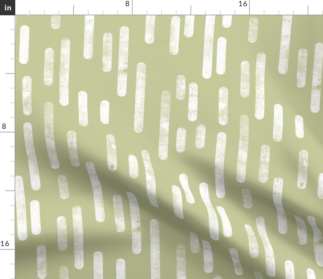 White on Pale Pistachio Inky Rounded Lines Pattern