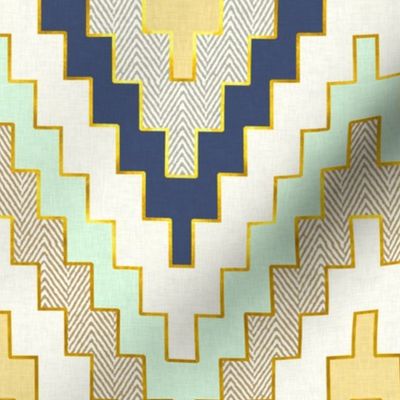 Telluride Luxe Chevron in Navy, Sunshine and Mint