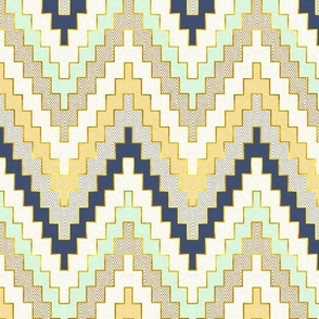 Telluride Luxe Chevron in Navy, Sunshine and Mint