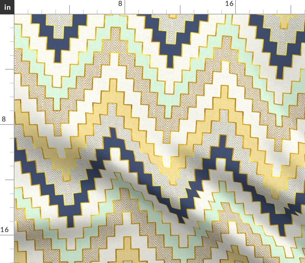 Telluride Luxe Chevron in Navy, Sunshine and Mint