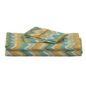 Ikat Chevron in Teal and Sunshine