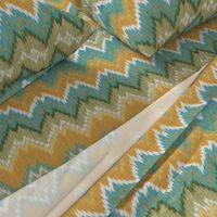 Ikat Chevron in Teal and Sunshine