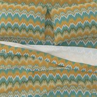 Ikat Chevron in Teal and Sunshine