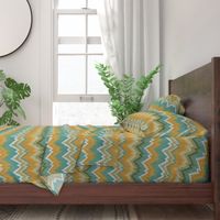 Ikat Chevron in Teal and Sunshine