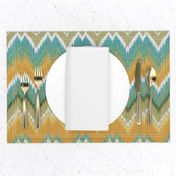 Ikat Chevron in Teal and Sunshine