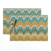 Ikat Chevron in Teal and Sunshine