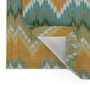 Ikat Chevron in Teal and Sunshine