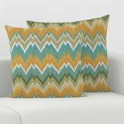 Ikat Chevron in Teal and Sunshine