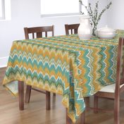 Ikat Chevron in Teal and Sunshine