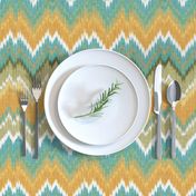 Ikat Chevron in Teal and Sunshine