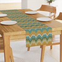 Ikat Chevron in Teal and Sunshine