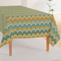 Ikat Chevron in Teal and Sunshine