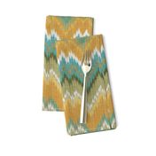 Ikat Chevron in Teal and Sunshine