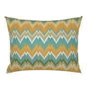 Ikat Chevron in Teal and Sunshine