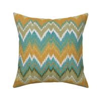 Ikat Chevron in Teal and Sunshine