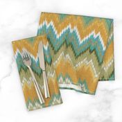 Ikat Chevron in Teal and Sunshine