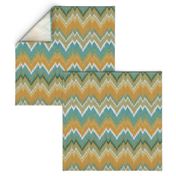 Ikat Chevron in Teal and Sunshine