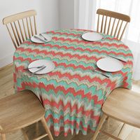 Ikat Chevron in Mint, Gold and Coral Pink