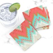 Ikat Chevron in Mint, Gold and Coral Pink