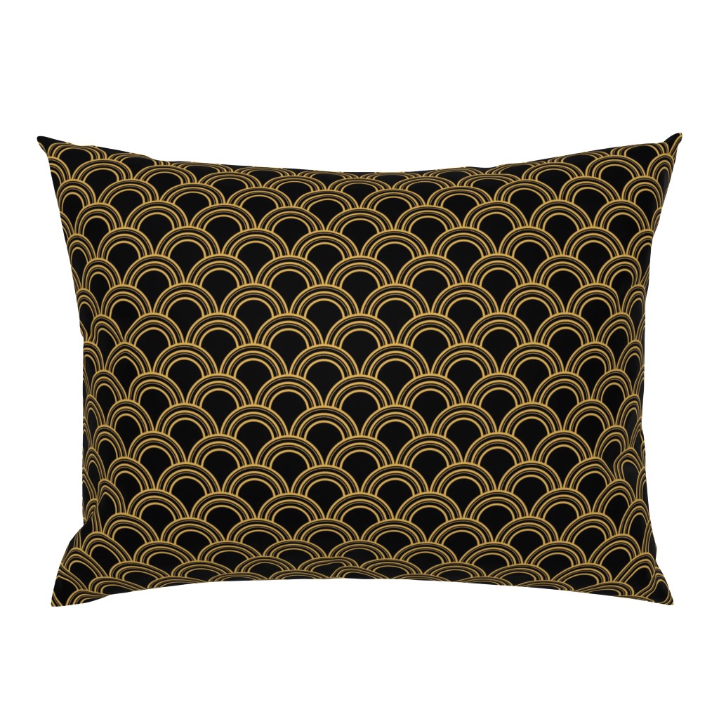 Art Deco Scallop, Black and Gold