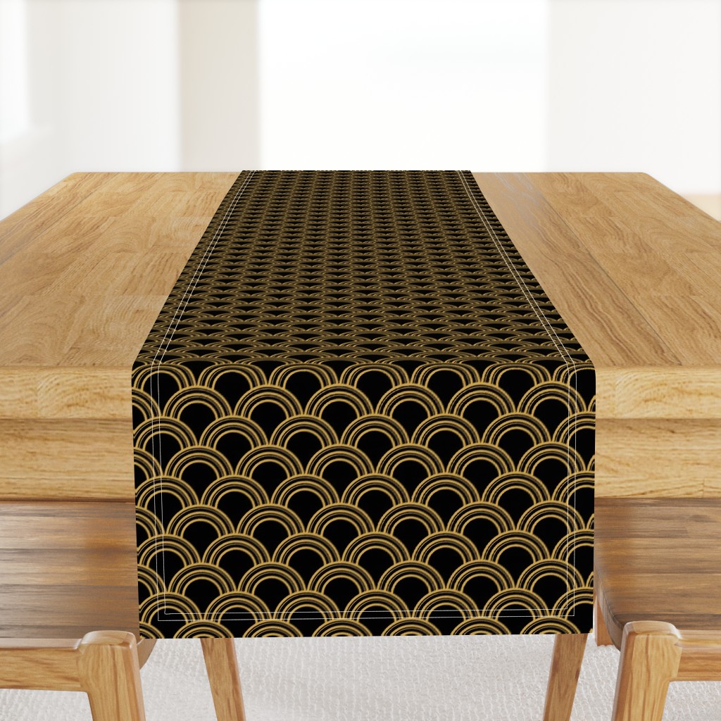 Art Deco Scallop, Black and Gold