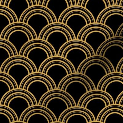 Art Deco Scallop, Black and Gold