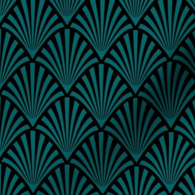 Art Deco Fans, Black and Teal