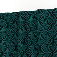 Art Deco Fans, Black and Teal