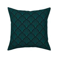 Art Deco Fans, Black and Teal