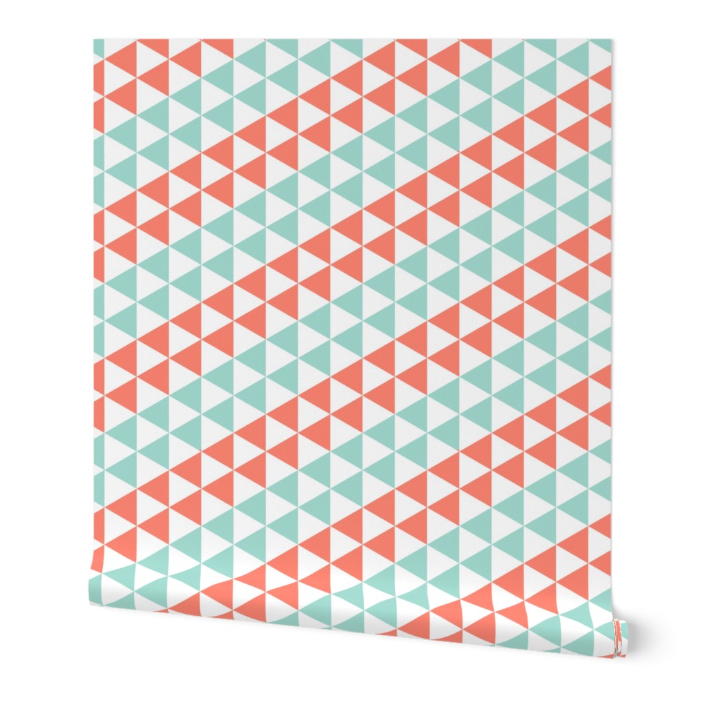 triangle stripes - coral and mint